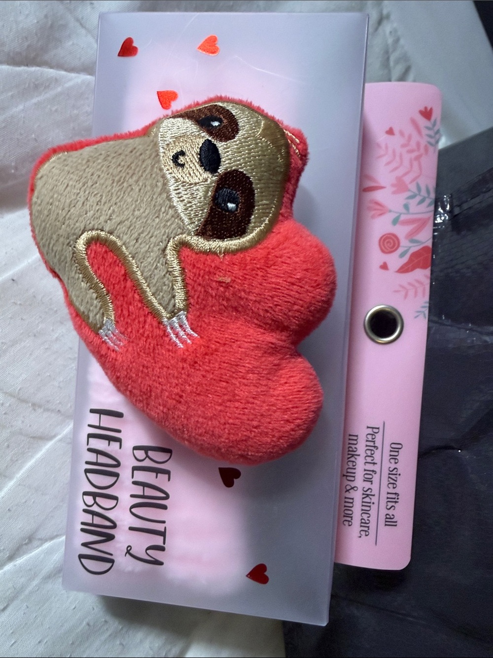 Kids Plush Sloth Heart Hair Clip - Pink